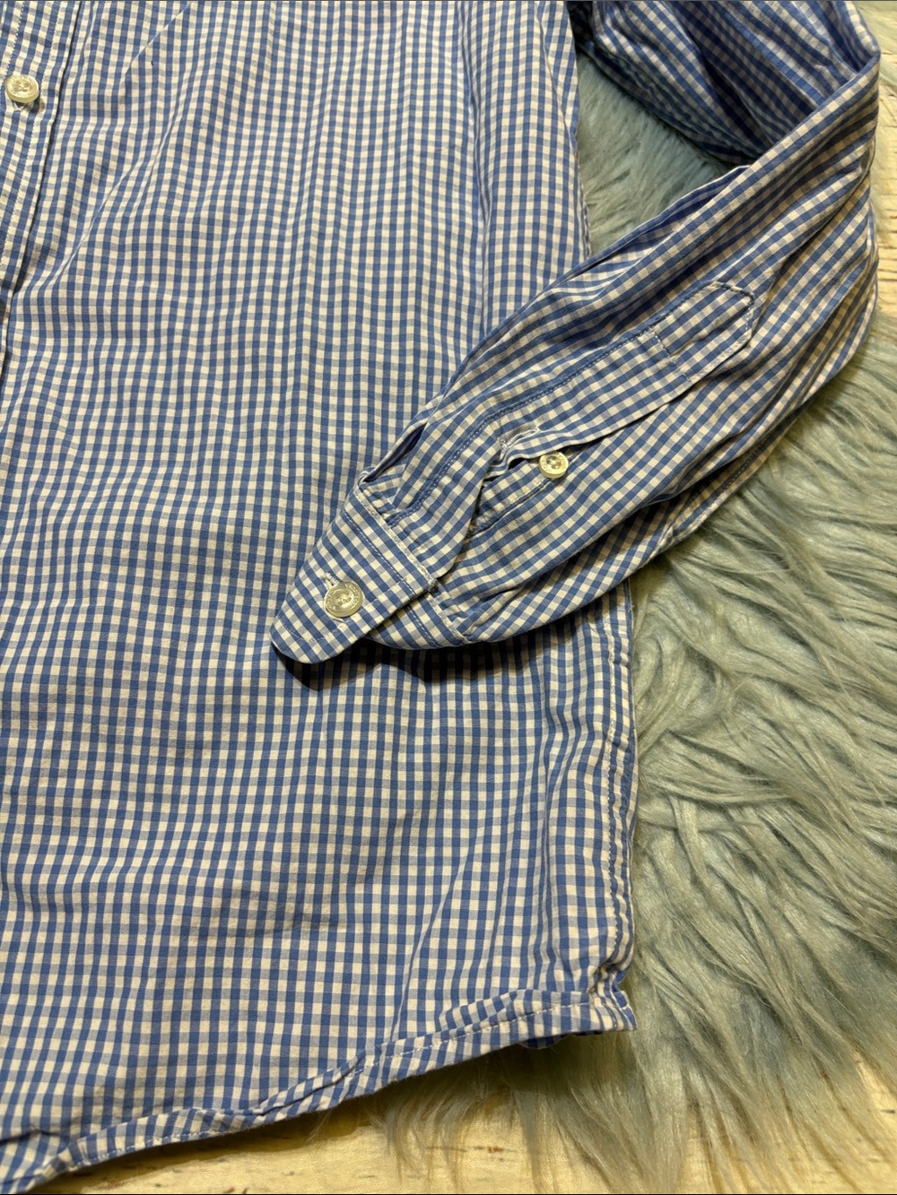 Vineyard Vines Blue and White Gingham Whale Button-Down Shirt sz L - Picture 5 of 8